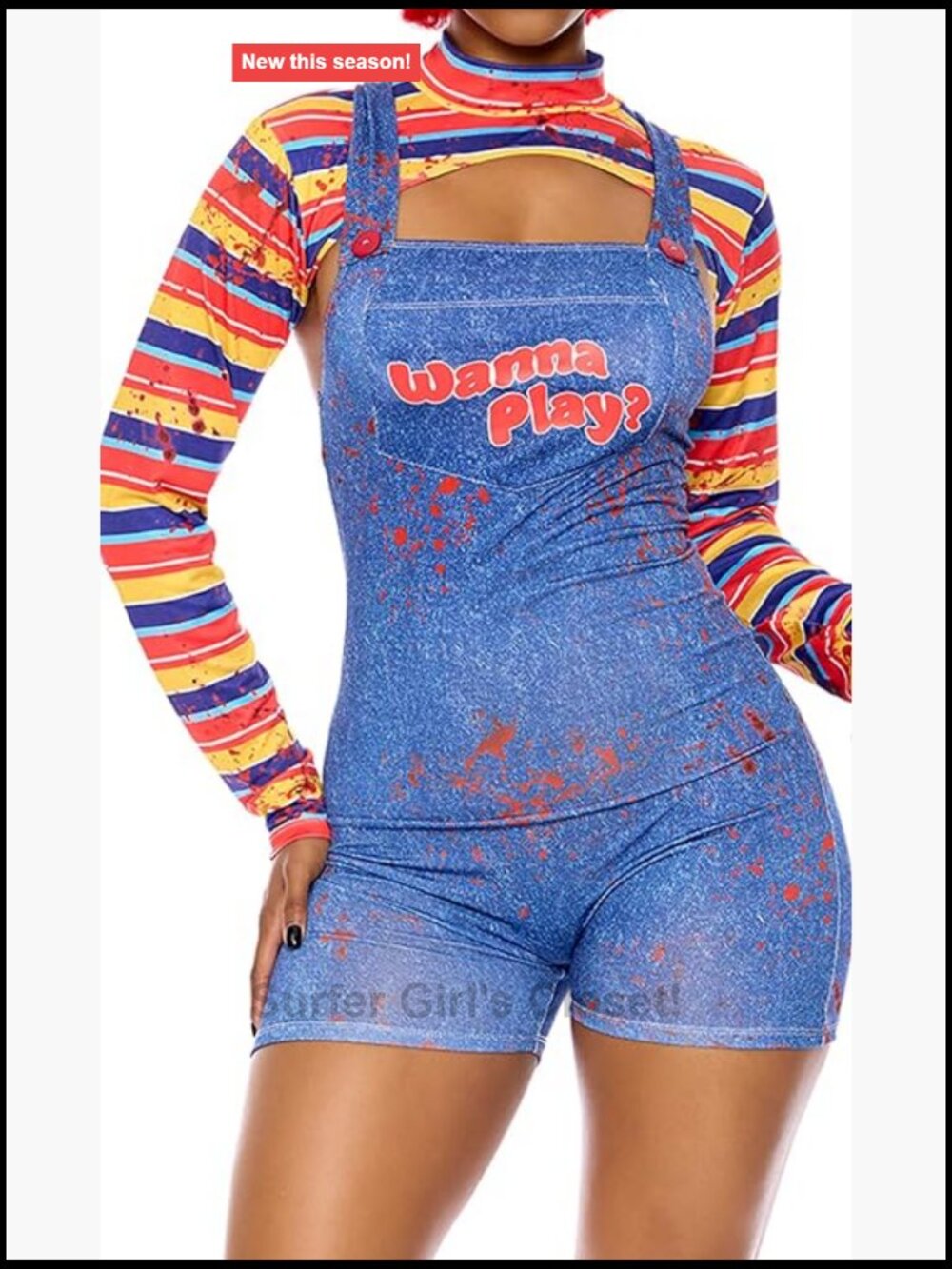 Women's Movie Character Costume Romper with Bolero, Wig & Prop Knife